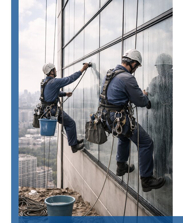 Профессиональная мойка фасадных окон альпинистами в Калуге