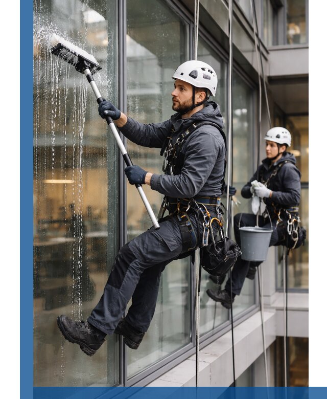 Профессиональная мойка витражей промышленными альпинистами в Калуге