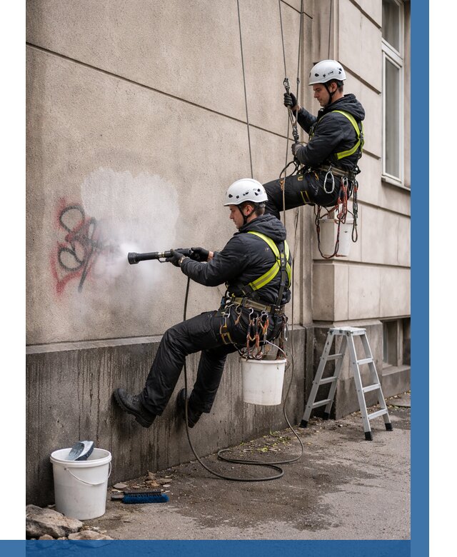 Удаление граффити с фасада в Калуге от 4551 р. | ВЫСОТНИК-Клг