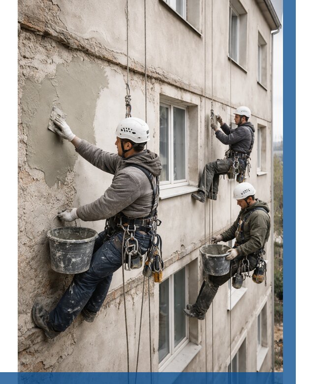 Ремонт штукатурного фасада в Калуге от 759 р. под ключ | ВЫСОТНИК-Клг