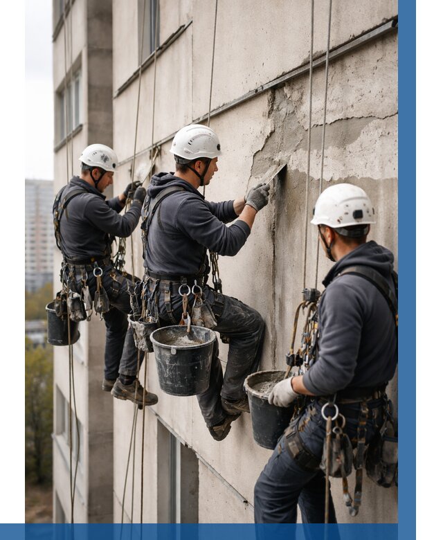 Ремонт бетонных элементов фасада в Калуге от 2529 р. | ВЫСОТНИК-Клг