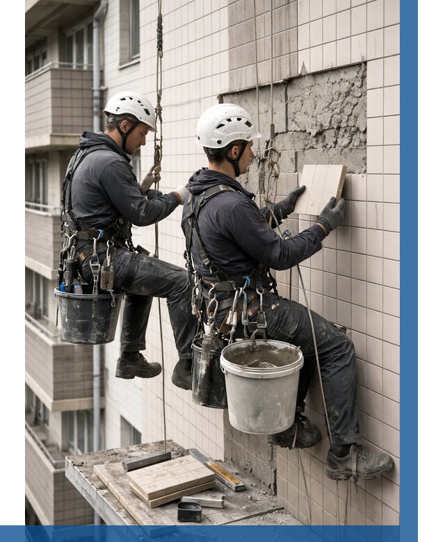 Ремонт облицовки фасада плиткой в Калуге от 1821 р. | ВЫСОТНИК-Клг