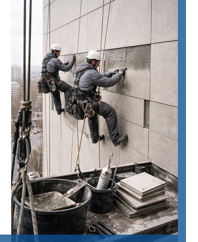 Ремонт фасада из керамогранита в Калуге от 2529 р. | ВЫСОТНИК-Клг