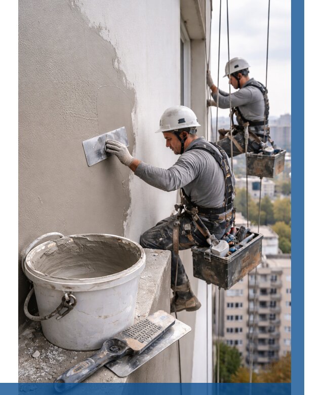 Шпаклевка фасада на высоте в Калуге от 708 р. | ВЫСОТНИК-Клг