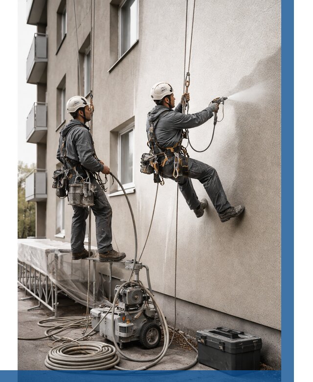 Безвоздушная покраска фасада в Калуге от 223 р/м² | ВЫСОТНИК-Клг