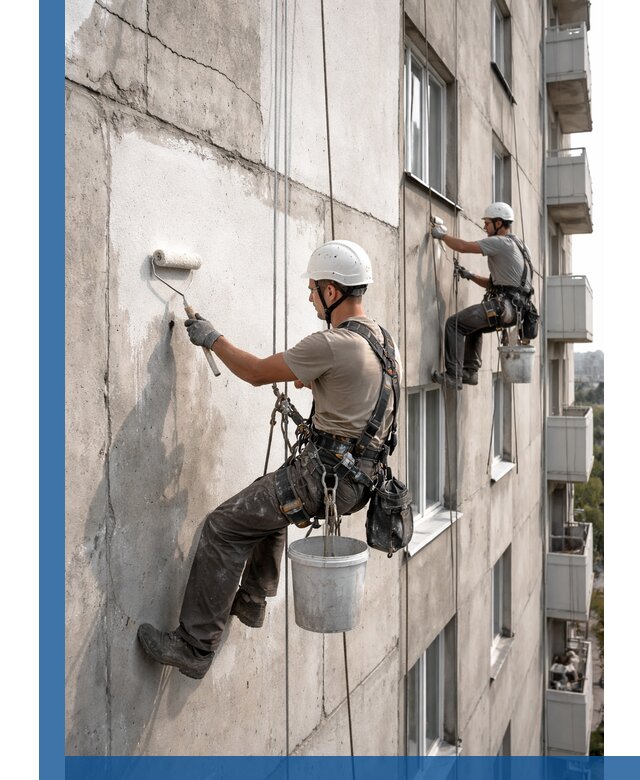 Покраска бетонного фасада в Калуге для жилых и промышленных объектов