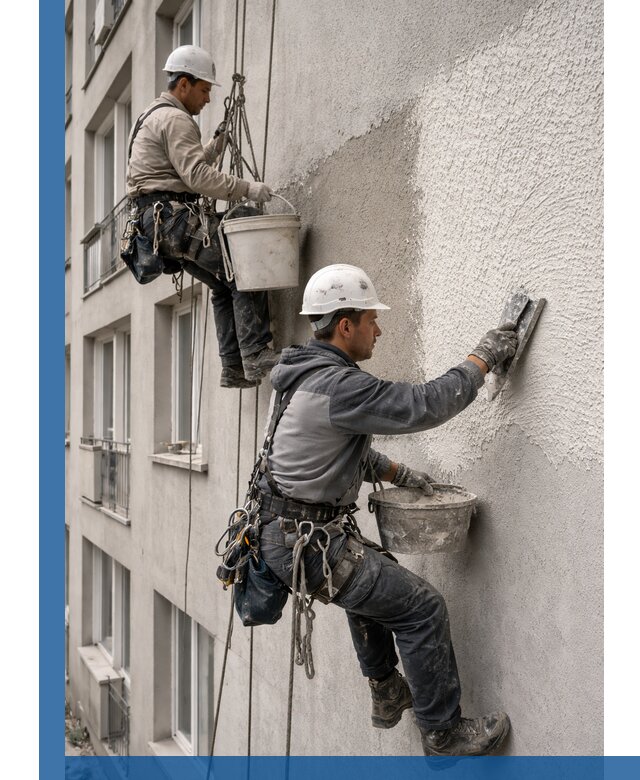 Нанесение декоративной штукатурки короед на фасад в Калуге