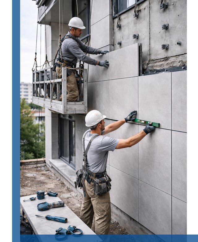 Монтаж керамогранита на фасад в Калуге под ключ с гарантией качества