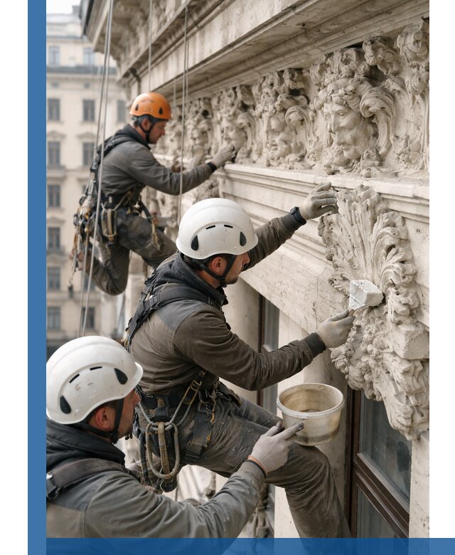 Реставрация фасадной лепнины с высотными работами в Калуге