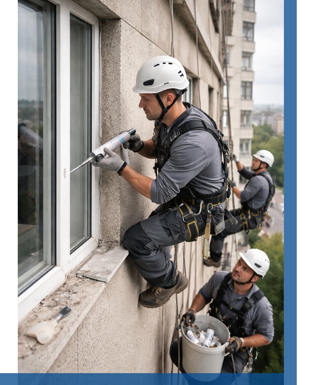 Герметизация оконных швов снаружи в Калуге от 1517 р. | ВЫСОТНИК-Клг