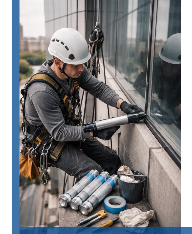 Герметизация стыков витража в Калуге для герметичных фасадов