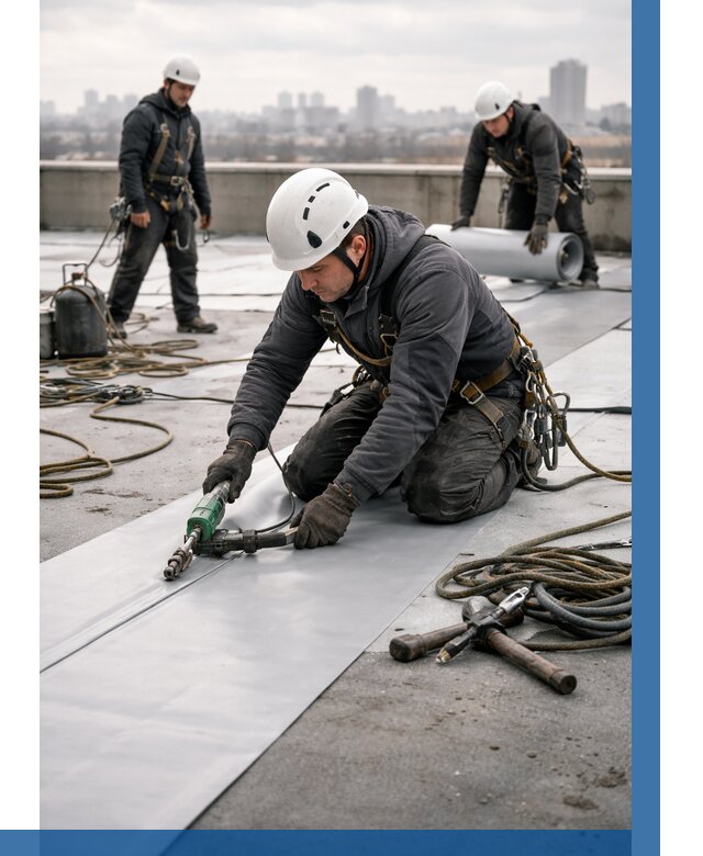 Ремонт мембранной кровли в Калуге от 1821 р./м2 | ВЫСОТНИК-Клг