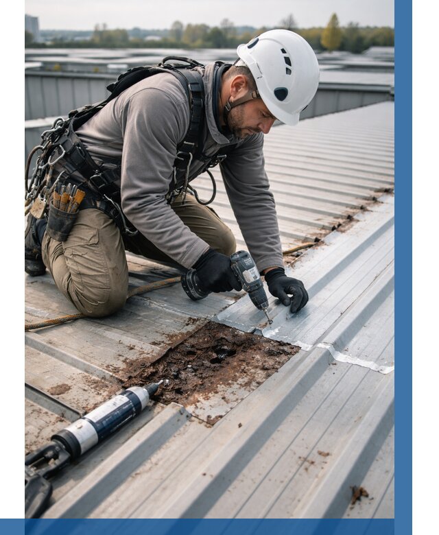 Ремонт профнастила на кровле в Калуге от 708 р. | ВЫСОТНИК-Клг