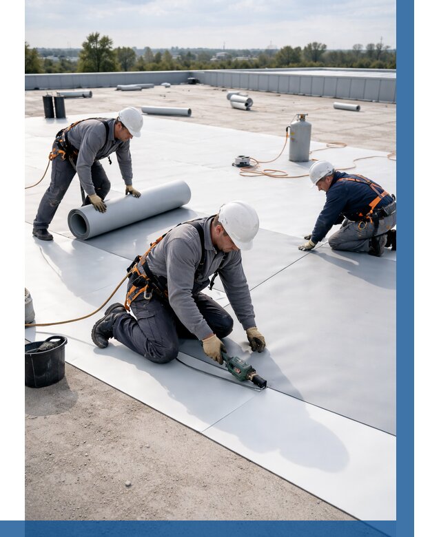 Монтаж мембранной кровли под ключ в Калуге от 1214 р. | ВЫСОТНИК-Клг