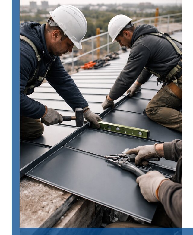 Монтаж фальцевой кровли в Калуге для промышленных зданий