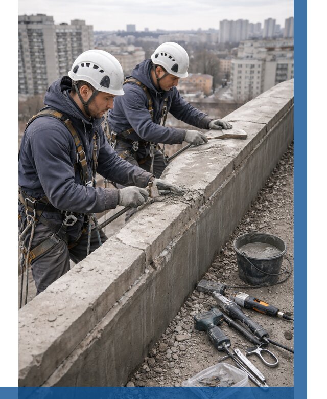 Ремонт парапета на кровле в Калуге от 1517 р. | ВЫСОТНИК-Клг