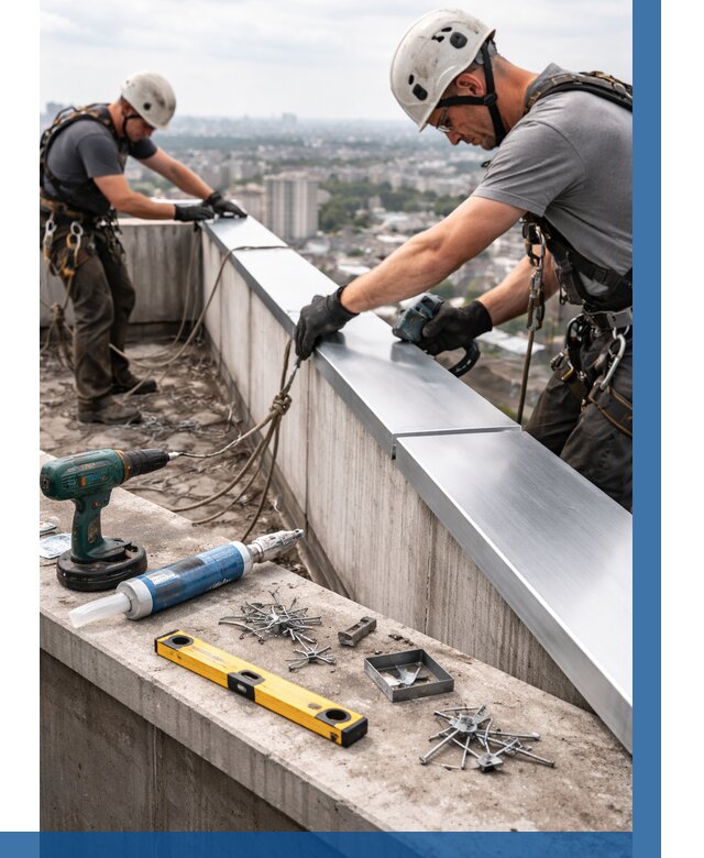 Монтаж парапетных крышек в Калуге от 809 р. | ВЫСОТНИК-Клг