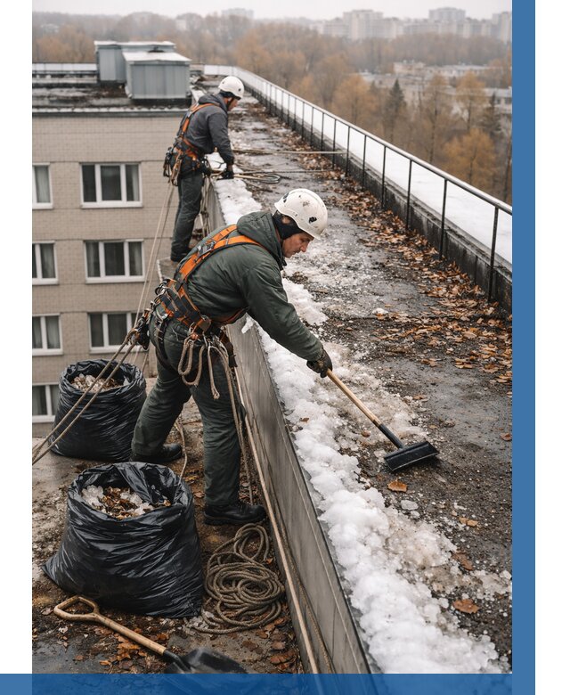 Очистка кровли по периметру в Калуге от 556 р. | ВЫСОТНИК-Клг