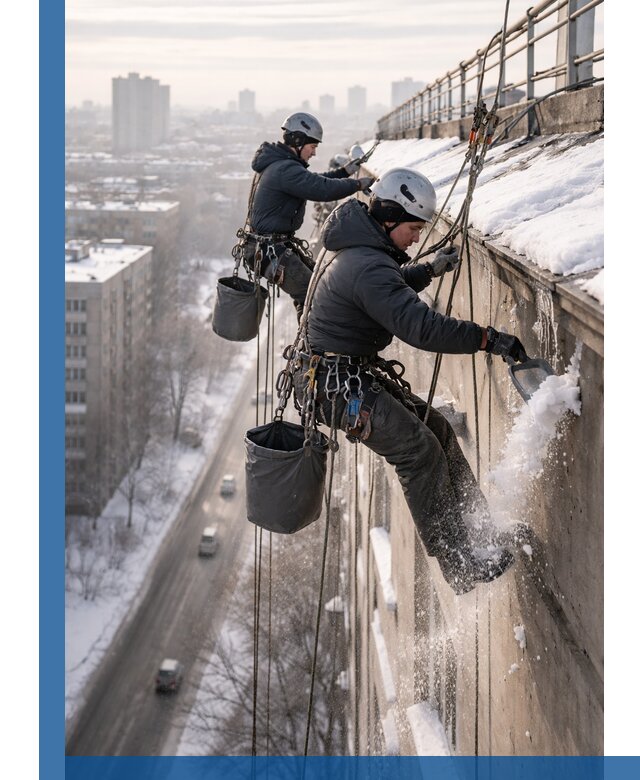 Очистка карнизов от снега в Калуге профессионально и безопасно
