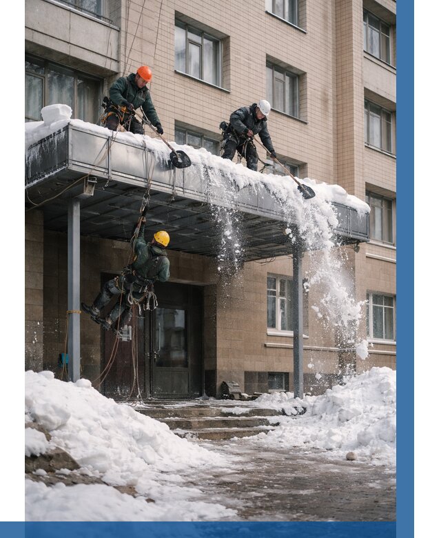 Очистка козырьков от снега в Калуге от 3540 р. | ВЫСОТНИК-Клг