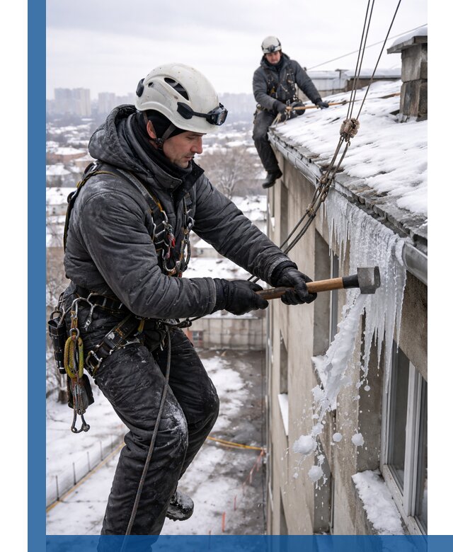 Сбивание и удаление сосулек с крыши в Калуге безопасно