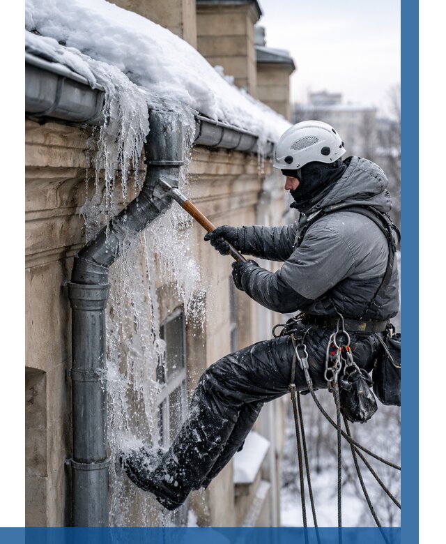 Очистка водостоков от льда в Калуге от 3540 р. | ВЫСОТНИК-Клг