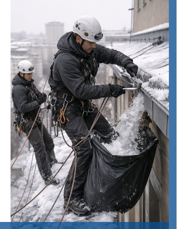 Аварийная очистка крыши в Калуге под ключ от 303 р. | ВЫСОТНИК-Клг