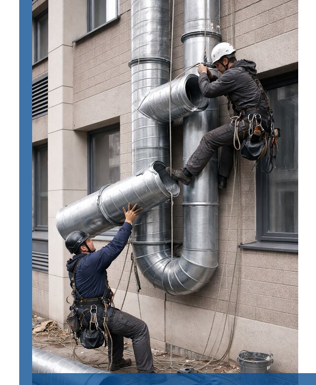 Монтаж фасадных воздуховодов в Калуге с герметизацией и крепежом