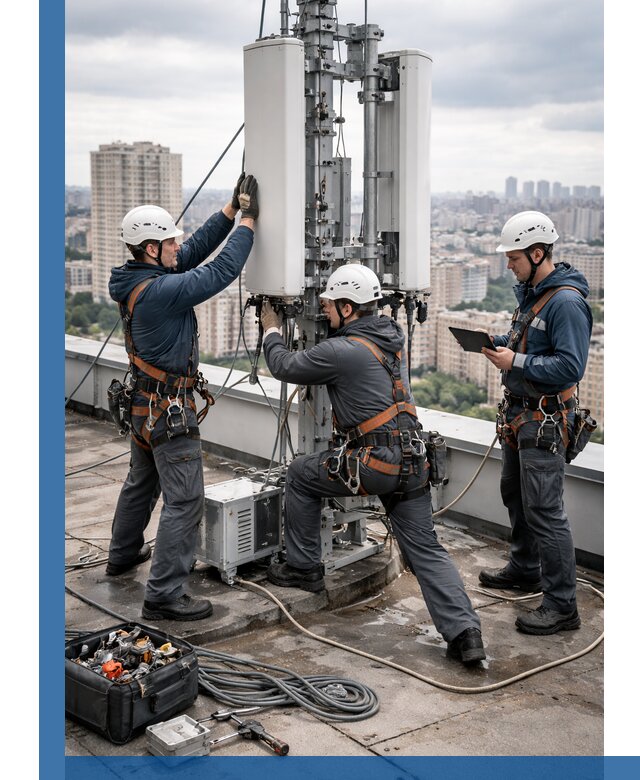 Монтаж антенн связи на крыше в Калуге с вводом в эксплуатацию