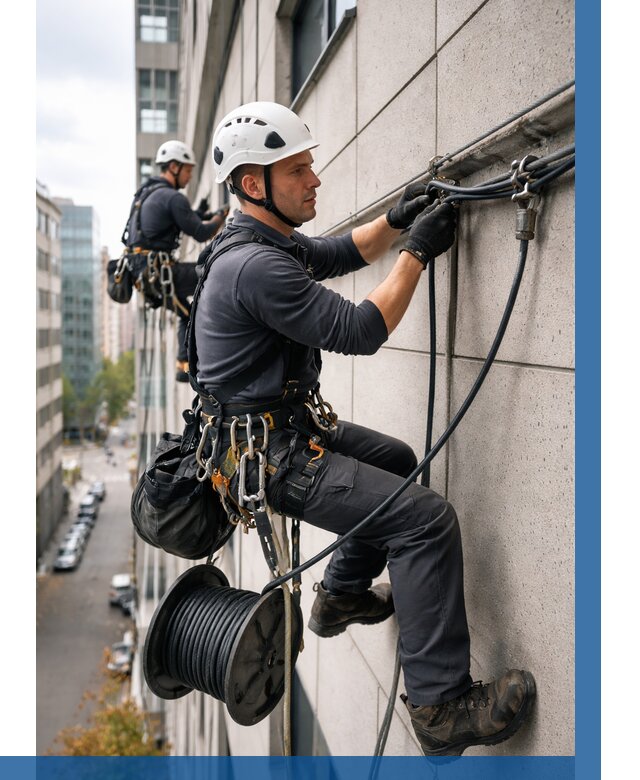 Прокладка кабеля по фасаду в Калуге от 354 р. | ВЫСОТНИК-Клг