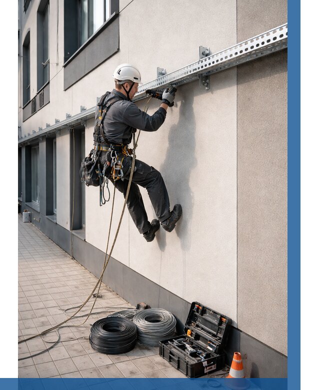 Монтаж кабельных лотков на фасаде в Калуге от 1214 р. | ВЫСОТНИК-Клг