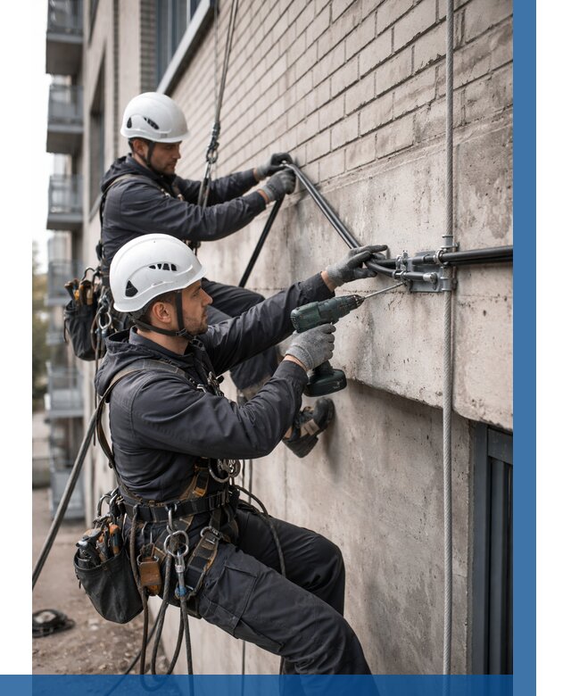 Крепление кабеля на фасаде в Калуге от 354 р. | ВЫСОТНИК-Клг