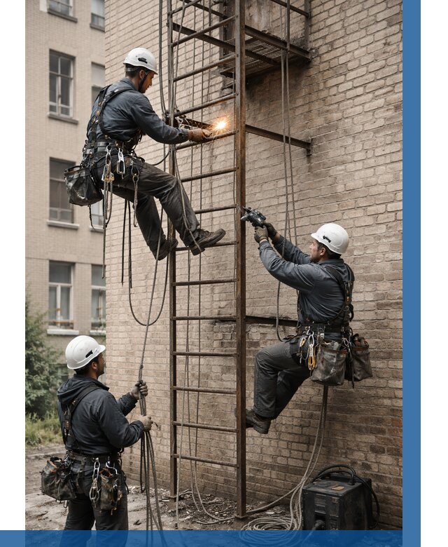 Ремонт пожарной лестницы в Калуге от 7586 р. | ВЫСОТНИК-Клг