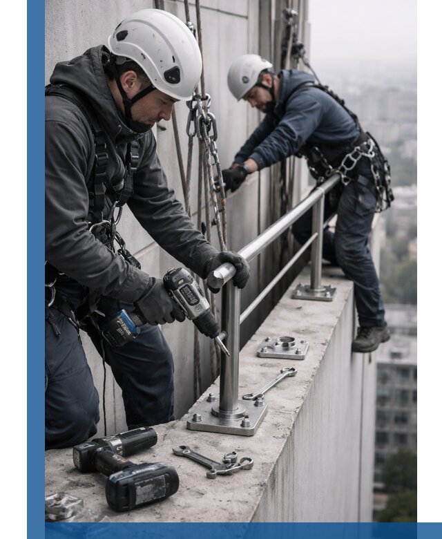 Монтаж перил на высоте в Калуге для жилых и промобъектов