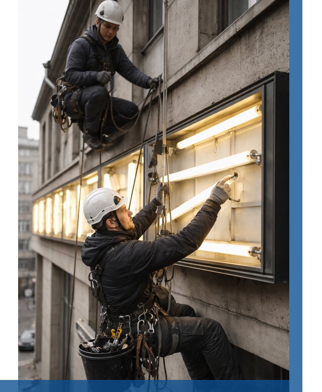 Замена ламп в вывеске в Калуге под ключ от 3540 р. | ВЫСОТНИК-Клг