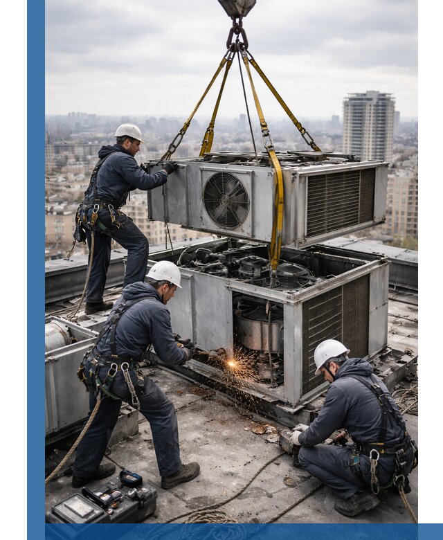 Демонтаж крышной установки в Калуге любой сложности