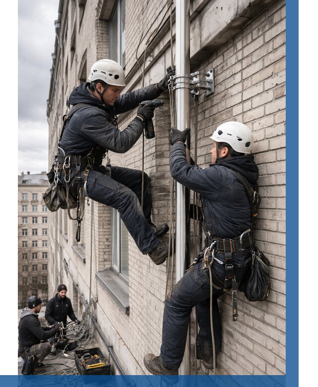 Монтаж флагштока на здании в Калуге от 6574 р. | ВЫСОТНИК-Клг