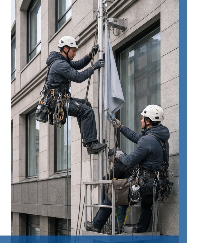 Установка флагов на фасаде в Калуге от 4551 р. | ВЫСОТНИК-Клг