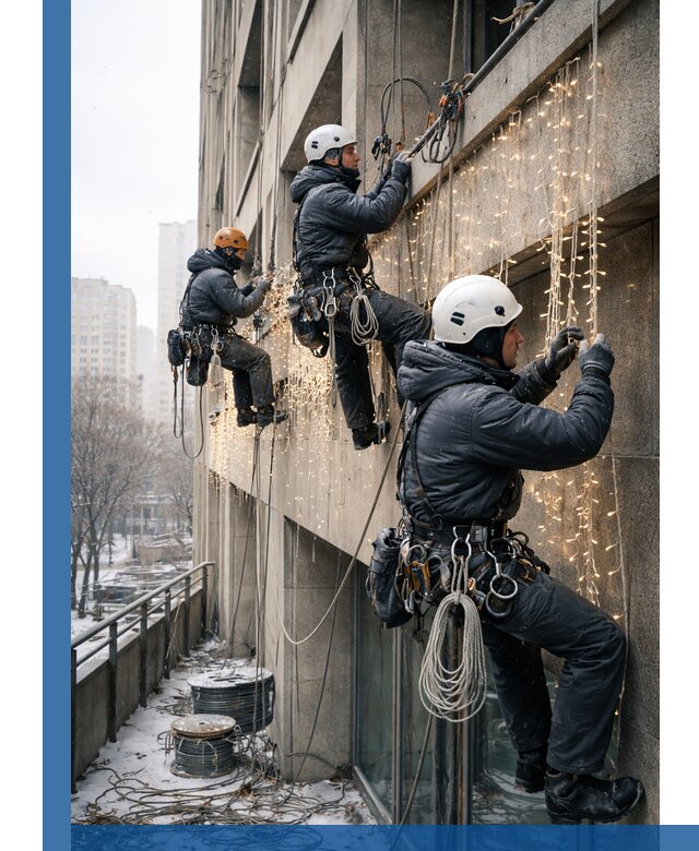 Монтаж новогодней иллюминации и украшение фасадов в Калуге