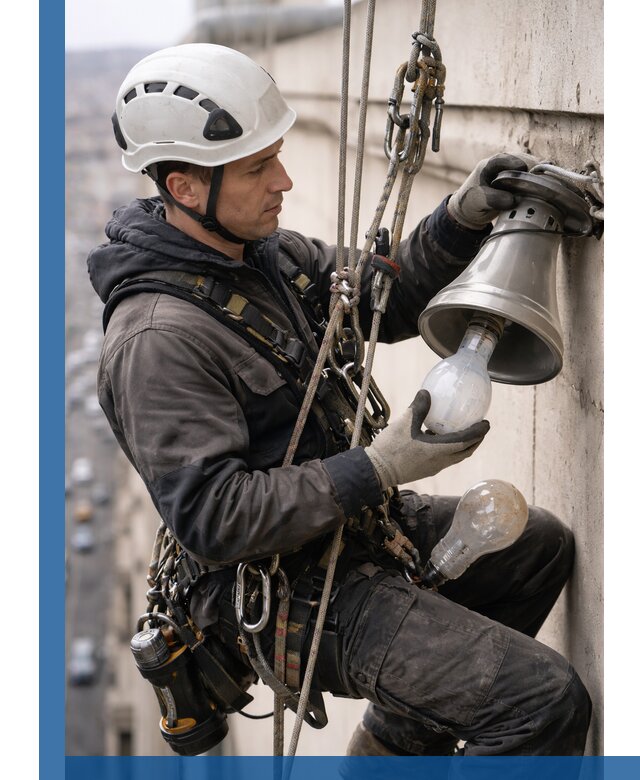 Замена ламп на высоте в Калуге профессионально и быстро