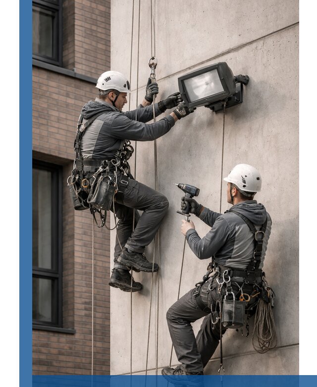 Профессиональный монтаж фасадных прожекторов в Калуге под ключ