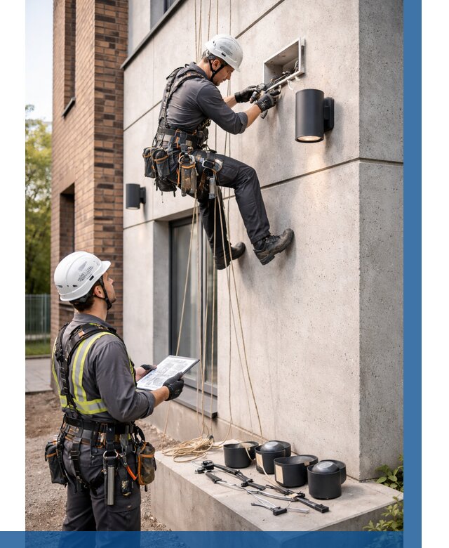 Монтаж фасадного освещения в Калуге от 2529 р. | ВЫСОТНИК-Клг