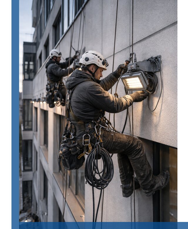 Монтаж фасадного освещения в Калуге установка и подключение