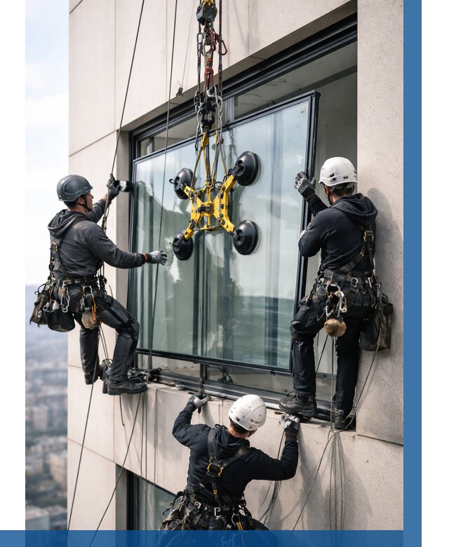 Монтаж стеклопакетов на высоте в Калуге от 3236 р. | ВЫСОТНИК-Клг