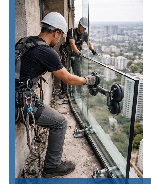 Монтаж стеклянных ограждений под ключ с гарантией в Калуге
