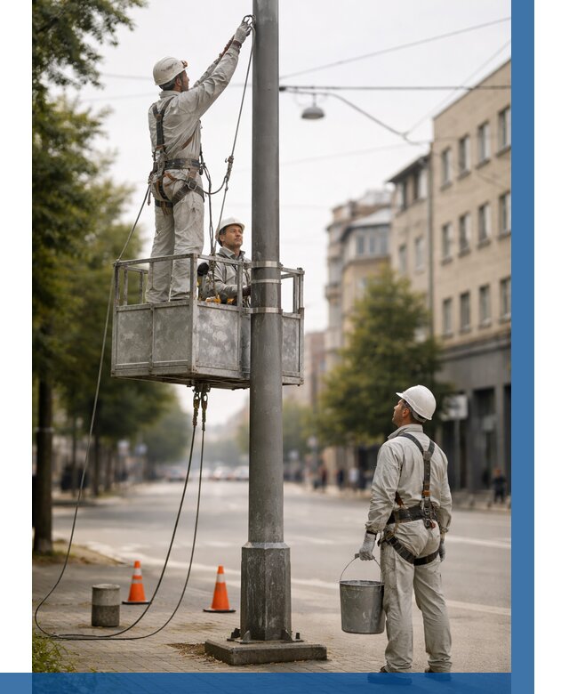 Покраска опор освещения в Калуге от 5057 р. | ВЫСОТНИК-Клг
