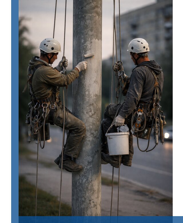 Покраска опор освещения и антикоррозийная защита в Калуге