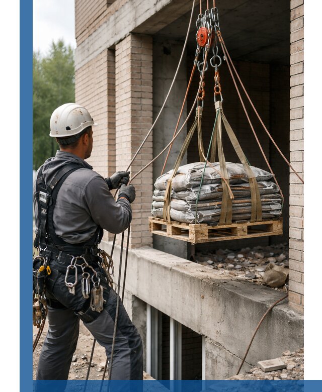 Подъем материалов на этаж веревками в Калуге оперативно