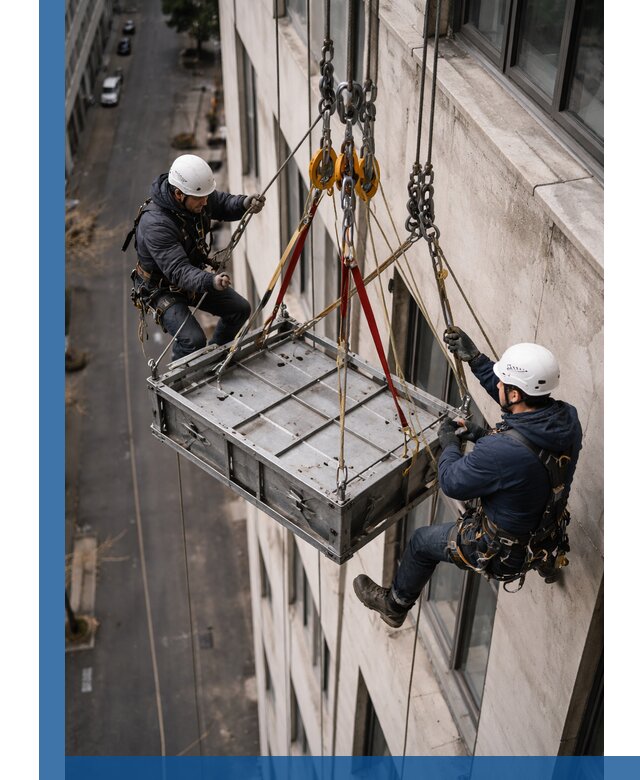Спуск и подъем грузов по фасаду в Калуге для зданий