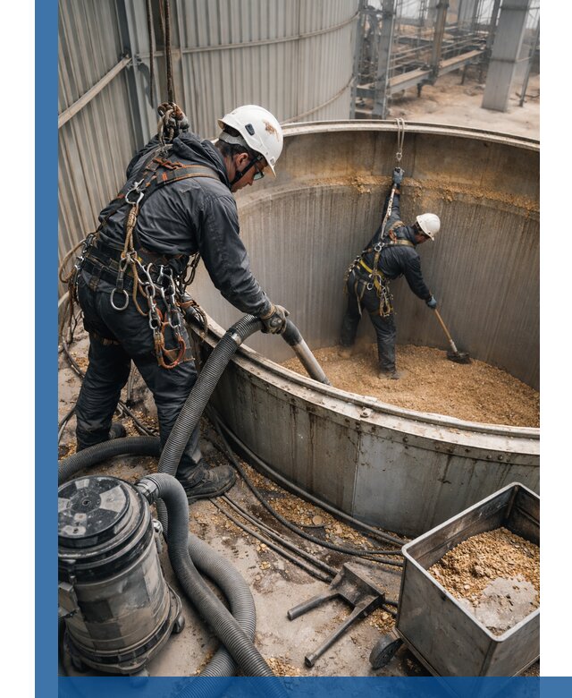 Профессиональная чистка зерновых бункеров в Калуге с выездом